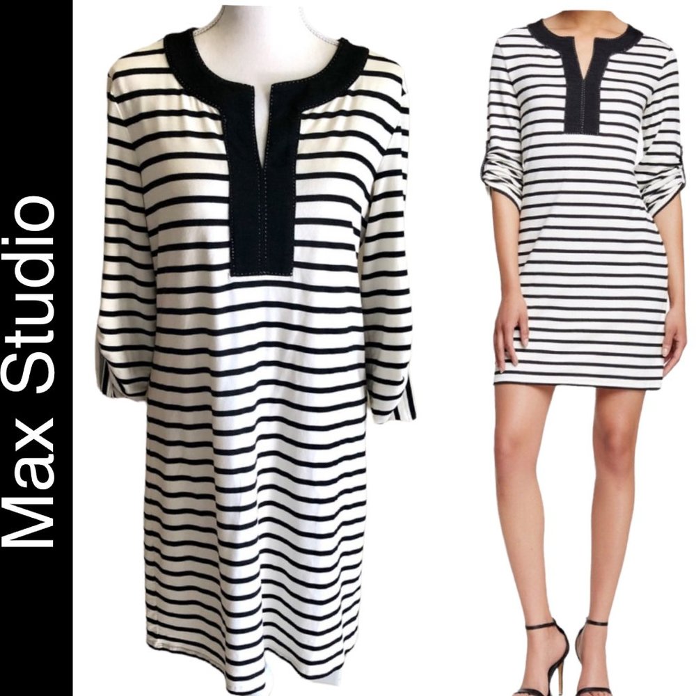 🔴 Striped Shift Dress by Max Studio NEW with Tags sx XS / 0-2